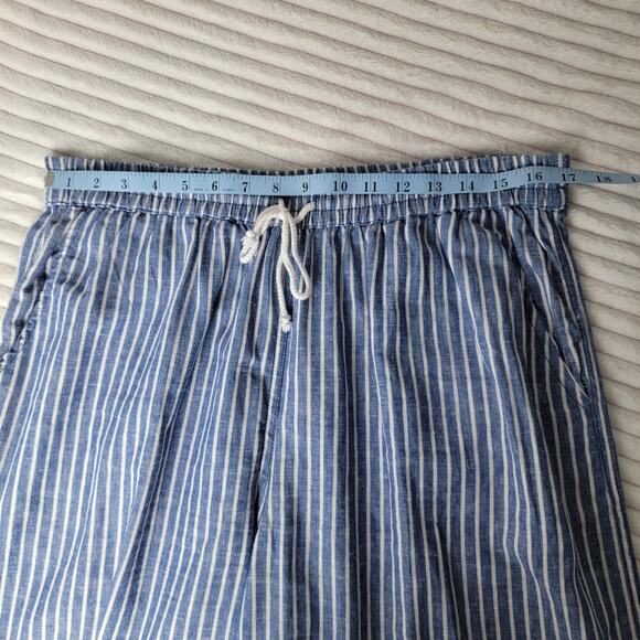 Beach Lunch Lounge Striped Linen Cotton Pants Tie Waist Coastal Cottagecore L - Picture 5 of 12